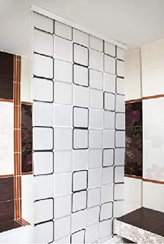 beytug Brilliant Shower Curtain Blind Extra Long 140CM X 240CM - Modern, Stylish - Space Saver (Quadro) te