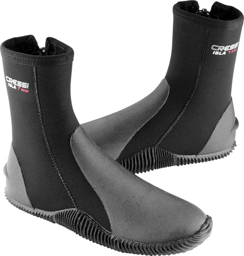 Cressi Isla 7 mm Crew Diving Boots, Black/Black, 7 mm, 11