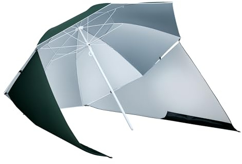 Outsunny Parasol de Plage Parasol abri Solaire Contemporain Protection UPF 50+ Sac Transport fourni Vert foncé