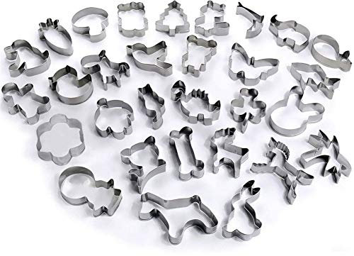 DUBENS 30 Stück Ausstechformen Ausstecher Set Plätzchenformen aus Edelstahl Metall perfekt für Keks, Kekse Plätzchen Aussteche, Backen Fondant Plätzchen
