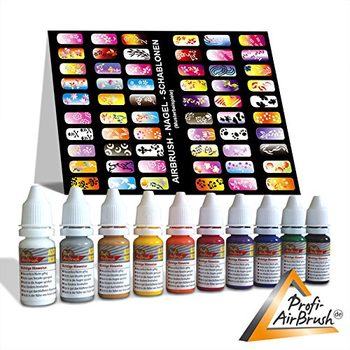 AIRBRUSH FÄRGKIT – Aerografisk nagelmålning, även lämplig för lufttatuering och luftmodell, 6 x 13 mallar med vackra modeller för kreativ nageldesign.