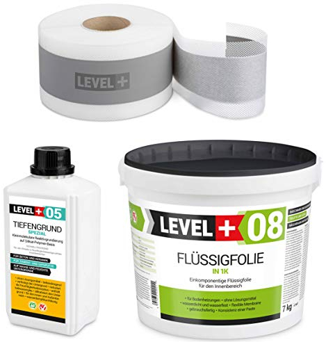 Dicht-Set Bandset 7 Kg Flüssigfolie 5m Dichtband Tiefengrund 1 L Abdichtung Dichtset Dusche Bad SET03