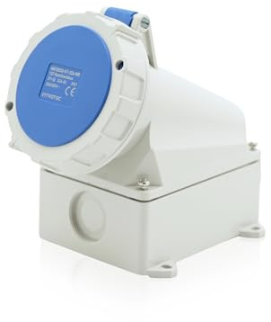 Intratec prise murale CEE 32A 230V IP67 3 pôles 6h bleu/gris, IEC60309, usage industriel, étanche