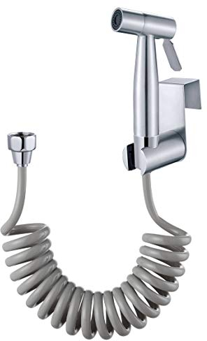 Kit de Pulverizador de Bidé de Mano - con gancho para tanque de agua y manguera de ducha telescópica flexible de ABS de 59 pulgadas - para Baño, Inodoro, Higiene Personal (Gris)