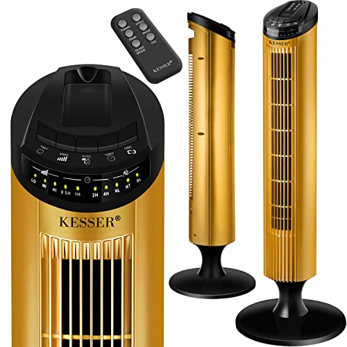 KESSER® Ventilateur de Tour Avec Télécommande | Angle d'Oscillation de 90° | 3 Niveaux | 90 cm | Fonction Minuterie et Turbo | Colonne Sur Pied