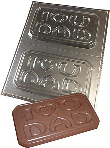 dennycraftmoulds.co.uk I Heart U DAD Chocolate Bar Moulds Reusable Plastic Molds Make 100g Bars, Transparent