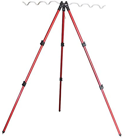 caihuashopping Fishing Pole Holders Telescopic Height Adjustable Fishing Rods Holder Collapsible Tripod Stand Sea Fishing Pole Bracket Fishing Rod Holders (Color : Red)