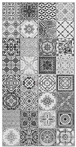 Panorama Tapis Vinyle - Modèle Carreaux Ciments Nijar Gris 40x80 cm - Différentes Tailles - Deco Maison, Cuisine, Chambre et Exterieur