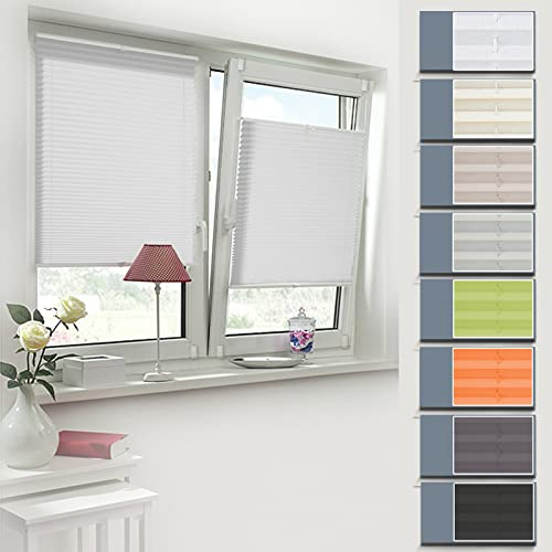 Zarnan Plissee ohne Bohren Klemmfix,Hellgrau 105x130cm,Faltrollo lichtdurchlässig,Pliseerollos Jalousien Fenster ohne Bohren für Sichtschutz Sonnenschutz innen