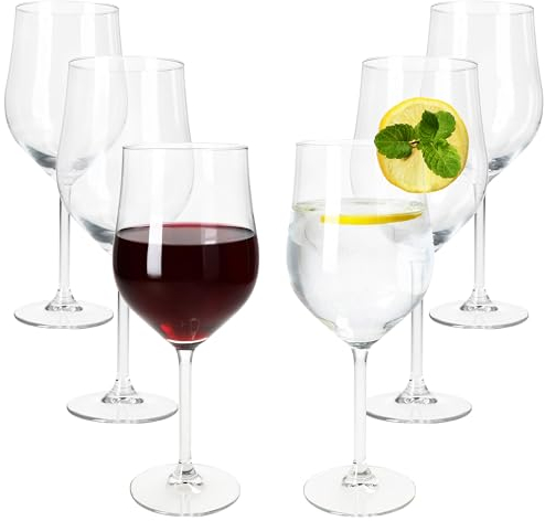 MamboCat Olivia Open Wine Lot de 6 verres à eau et à vin I 300 ml, hauteur 23,5 cm I pour 6 personnes I Grand verre à eau en forme de tulipe transparent pour vin, cocktails, dessert, jus et autres