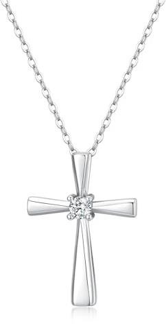 GAVU Collar Cruz Mujer, Collar Plata de Ley 925 para Mujer con Colgante Cruz, Regalo de Confirmación