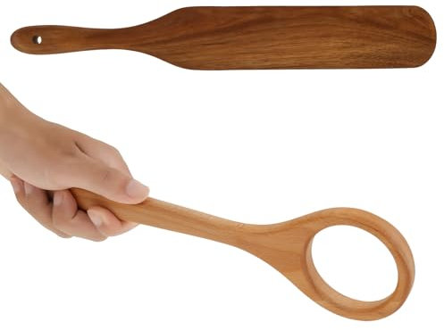 2PCS Wooden Dough Whisk Spatula Heatproof Dough Mixer Skinny Spurtle Bread Whisking Tool Mixing Spoon Stirring Stick for Sourdough Starter Spreading, Baking