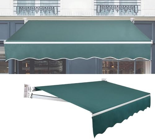 Generico Tenda da Sole, Tenda Sole Balcone A Parete con Manovella Regolabile, Telaio in Lega di Alluminio, Tenda da Sole Estensibili Avvolgibile Impermeabile(400x300cm)