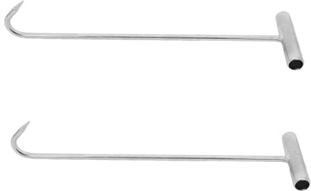 KONTONTY 2pcs Heavy Duty T Shaped Manhole Cover Hook Tool with Ergonomic Handle for Lifting Drain Grates Up Doors and Storm Drain Covers Hook for Versatile Heavy Lifting Tasks