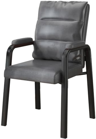 Kontorsstol Med Armstöd Lädermatstolar Ergonomisk Accentstol Med Metallben Bekväma Lässtolar Med Ryggstöd För Vardagsrum, Sovrum Och Reception(Grey,A)