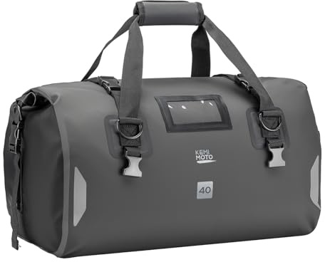KEMIMOTO Motorrad Hecktasche 40L, IPX6 wasserdichte Motorradtasche Gepäckrolle mit Schnellverschlussgurten, Große Kapazität & Mehrere Fächer, Ideal für Touring, Camping, Motorradfahren, Wassersport