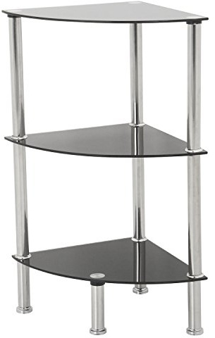 Modernes Eckregal für das Badezimmer, glas, Schwarz , 3 Shelf