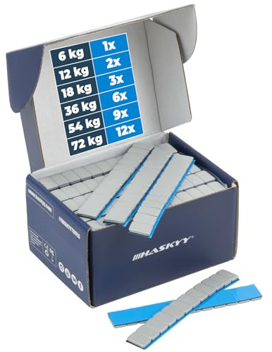 HASKYY Klebegewichte Kleberiegel Auswuchtgewichte 12x5g Silber - Auswahl - FE verzinkt mit Kunststoffbeschichtung (18.0, Kilogramm)