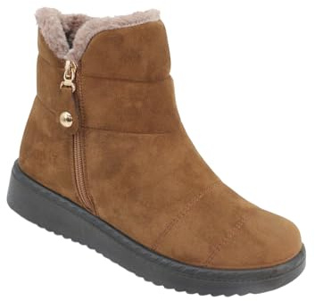 Chums Ladies Wide Fit Faux Fur Lined Boots | Women's Stylish Warm Essential Winter Boot, Mock Suede Finish, Sturdy Outdoor Sole with Cosy Textile Lining