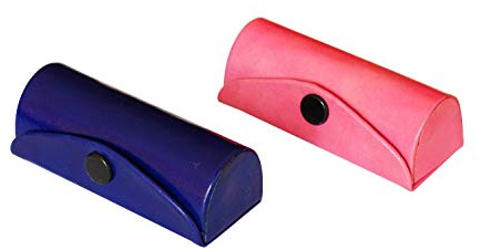 ARTISENIA Set of 2 Leather Lipstick Case Holder Organizer Bag for Purse lipstick holder Durable Soft Leather | Cosmetic Storage Kit With Mirror (Blue & Pink)