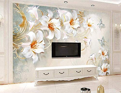 XiuTaiLtd Papel Tapiz Fotográfico Flores En Estilo Europeo Murales De Pared, Mural, Papel Pintado Con Motivos, Papel Pintado De Seda-400x280 CM