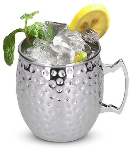 Moscow Mule Mugs Biergläser, Edelstahl Silber Bierkrüge Weinbecher Tassen Gläser Kaffeebecher für Hausbar, 550ml