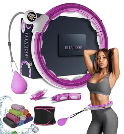 Active 100 Smart Weighted Hula Hoop For Adults, Detachable Fitness Ring With 360 Degree Auto-Spinning Ball Massage, Smart Ring Hula Hoops For Adults, Fitness Equipment For Weight Loss