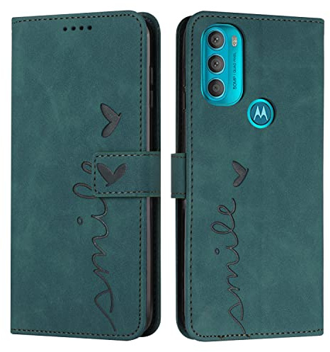 EATCYE Funda para Motorola Moto G71 5G, Carcasa PU Cuero Flip Cover Phone Case Protectora con Soporte, Bolsillo para Tarjetas y Cierre Magnético para Motorola Moto G71 5G (Verde)