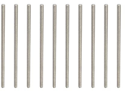 Rebower Totalmente Roscado Varilla 304 Inoxidable Acero Perno Prisionero Barra, [para Abrazaderas U Pernos] - M3 x 90mm Macho Roscado 0,5mm Paso/Plateado/Paquetes de 10