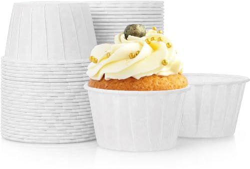 Volein Muffinsformar i papper, 50 stycken cupcakeformar för födelsedag/fest/bröllop (vit)