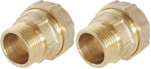 SOMATHERM FOR YOU - Raccord droit Mâle laiton pour tube PE D25 - M20/27 - Serrage extérieur (Lot de 2)