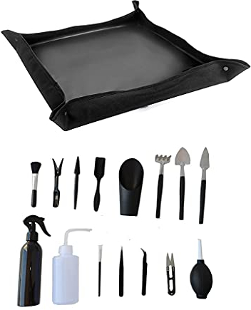 XEYYHAS 13-teiliges Sukkulenten-Werkzeug-Set, Mini-Garten-Handumpflanzmatte für den Innenbereich, Miniaturgarten, Pflanzenpflege, Blumentöpfe, Outdoor, groß