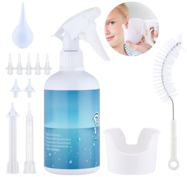 Ear Wax Removal Kit, Water Powered Ear Cleaning Kit Professional Ear Cleaner Ear Wax Remover wirh 7 Tips & Water Catch Basin, Reusable Ear Irrigation Kit for Adults Kids