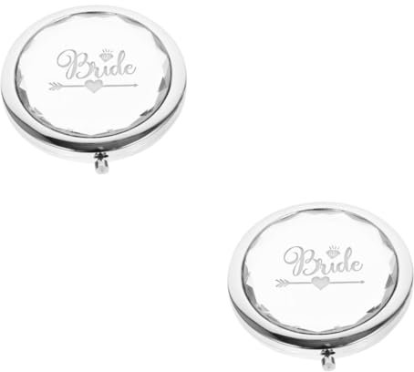 Alipis 2stücke Bride Pocket Mirror Tragbarer Schminkspiegel Für Braut Für Junggesellinnenabschiede Und Hochzeiten Kompakt Und Leicht Perfektes Für Brautjungfern Team Bride