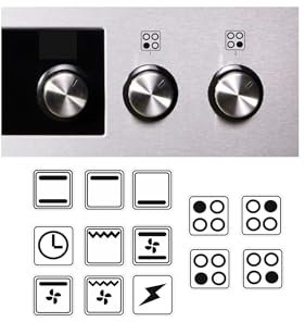 One Set Cooker Stickers for Electric Cooker Gas Cooker Oven Symbol for Marking (RPM2/1) (Black Symbols on Clear Background, 9mm)