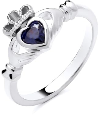 Sterling Silver 925 Tanzanite CLADDAGH Irish Celtic Ring size K to S - Love Loyalty & Freindship (S)