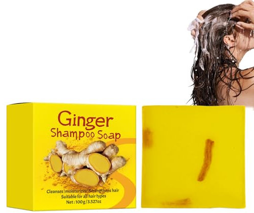 Hppsctink Savon Shampoing, 100g Shampooing au Gingembre, Shampooing anti-chute, Épaissit et hydrate les Cheveux, Nettoyant doux pour le Cuir Chevelu, shampoos
