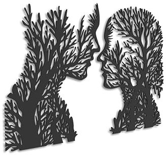 Kajaro Baumfiguren Wandbild Holz 2-teilig 3D, 900x600 mm, selbstklebend | Gratis: zweites kleineres Bild. Selbstklebende Holz-Wanddeko in Metalloptik, einfache Montage ohne Bohren.