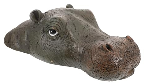 Gatuida Statue Hippopotame Flottante Résine pour Étang Décoration Jardin Extérieur Tête Hippopotame Réaliste Légère et Lisse Ornement Flottant pour Bassin et Balcon