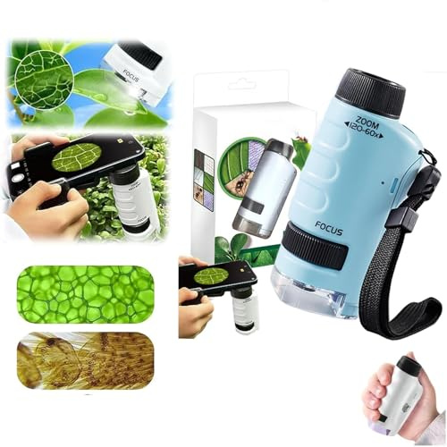 Microscope Numérique pour Enfants, 2026 Nouveau Microscope de Poche Portable, Micro-Scope Portable pour Enfants，Portable Jouet Scientifique Éducatif (Bleu)