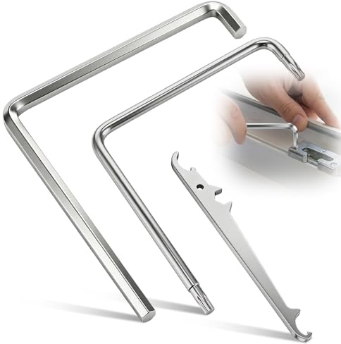 Enhon Este juego de herramientas de ajuste de ventanas de tres piezas incluye dos herramientas de ajuste y una llave para cojinetes de esquina, adecuadas para ajustar los herrajes de las ventanas