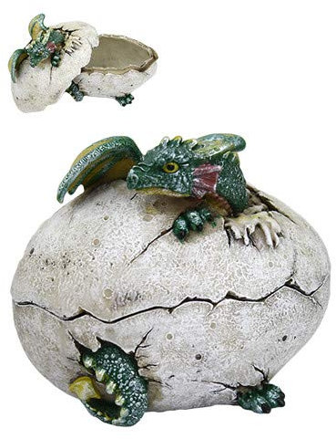 5 Inch Dragon Hatchling Cracked Egg Jewelry/Trinket Box Figurine