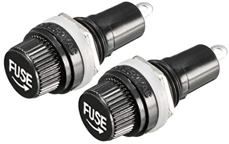 uxcell 2pcs AC 10A 250V 5mm x 20mm Black Electrical Panel Mounted Screw Cap Fuse Holder
