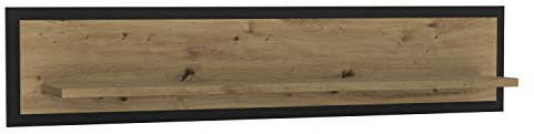 FORTE Trondheim Wandregal, Holzwerkstoff, Artisan Eiche/Schwarz Eiche, 29,6 x 140 x 23,4 cm