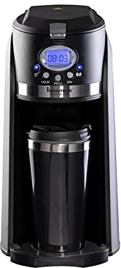 Innoteck Filter Coffee Maker Grind and Brew 2 in 1 Automatic Coffee Machine with Stainless Steel Thermo Travel Mug Kitchen Pro - Black/Chrome