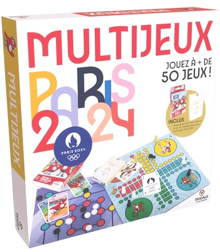 La Ducale - Multispiele Olympische und Paralympische Spiele Paris 2024 – Traditionelle Spiele – Spiele mit 54 Karten und 7 Familien inklusive – für 2 bis 12 Spieler – Spiel mit Familie und Freunden