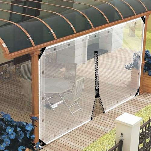 SDLLG Cortinas de Invierno para Exteriores, Resistentes a la Intemperie, Personalizables, 0,5 mm, para jardín, balcón, Exterior, Garaje, terraza, Cubierta de 3,5 x 3,6 m (Alto x Largo), con 1
