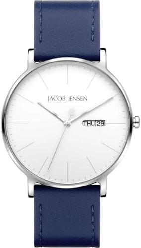 Jacob Jensen Herrenarmbanduhr Quarz Blau/Weiß 163