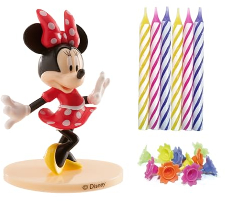 dekora | Candela Per Torta | Senza Profumo | Kit PVC Minnie Mouse Con 10 Candele | Decorazione Per Torte