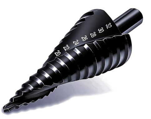 Stufenbohrer für Metall, Kegelbohrer Ø 4-32mm, Stufenbohrer aus Kobaltstahl, Schälbohrer mit 10mm Schaft für jedes Bohrfutter, 15 Stufen Lochbohrer, Blechbohrer Step Drill Bit
